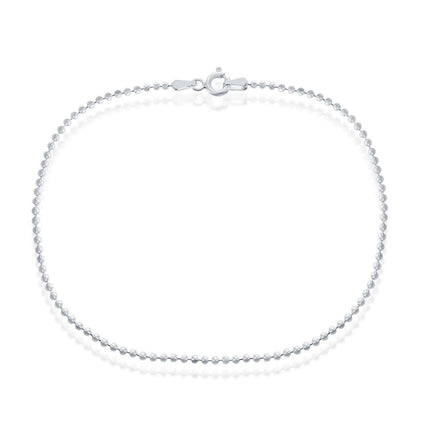 Classic Women's Anklet - Sterling Silver 1.8mm Diamond-Cut Beaded | R-9258 ,