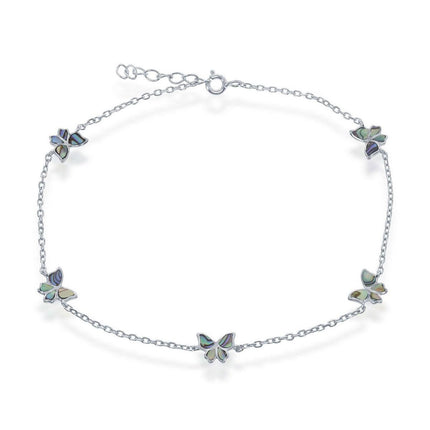 Classic Women's Anklet - Sterling Silver Abalone Butterfly | R-9245 ,