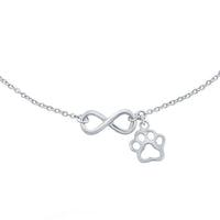 Classic Women's Anklet - Sterling Silver Infinity with Paw Print Charm | R-9248 ,
