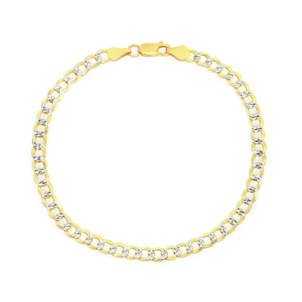 Classic Women's Anklet - Two Tone Sterling Silver 5mm Pave Cuban Style | Q-5762-9 ,