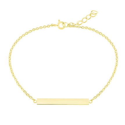 Classic Women's Bracelet - Gold Plated Sterling Silver Bar ID Spring Clasp | S-4948 ,
