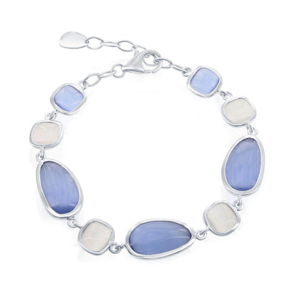 Classic Women's Bracelet - Irregular Blue Gray and Square Gray Cat's Eye | SMT-7760 ,