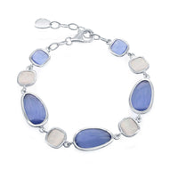 Classic Women's Bracelet - Irregular Blue Gray and Square Gray Cat's Eye | SMT-7760 ,