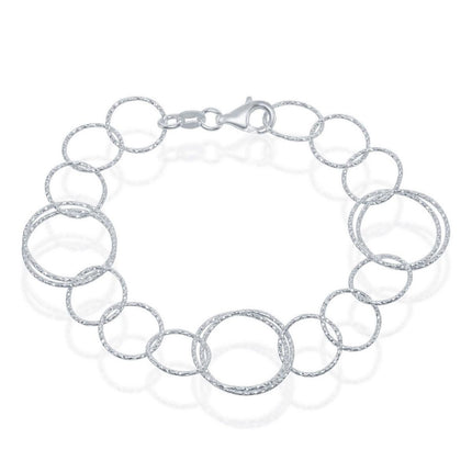 Classic Women's Bracelet - Sterling Linked Sparkling Circles | S-4683 ,