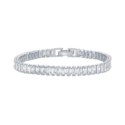 Classic Women's Bracelet - Sterling Silver 6mm Baguette White CZ Tennis | T-8067 ,