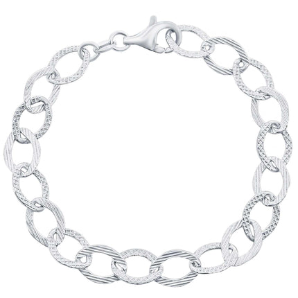 Classic Women's Bracelet - Sterling Silver Chain Linked Design, 7.5 Inch | Q-5361-7.5 ,