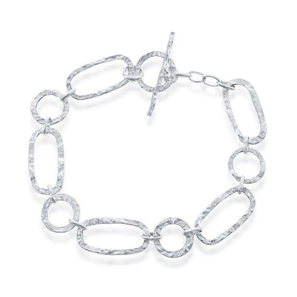 Classic Women's Bracelet - Sterling Silver Hammered Style | S-4427 ,