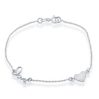 Classic Women's Bracelet - Sterling Silver Heart and LOVE | S-4925 ,