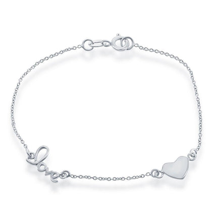 Classic Women's Bracelet - Sterling Silver Heart and LOVE | S-4925 ,