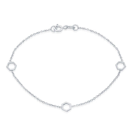 Classic Women's Bracelet - Sterling Silver Open Hexagon | S-4968 ,