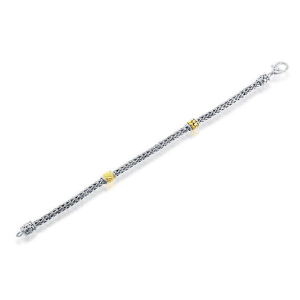 Classic Women's Bracelet - Two-Tone Sterling Silver Braided Style | S-4528 ,