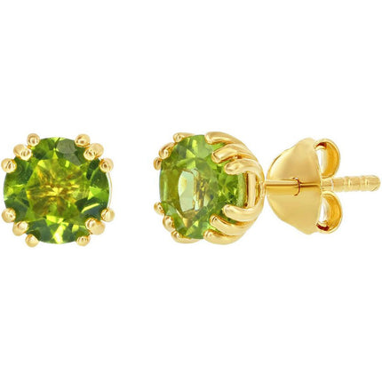 Classic Women's Earrings - Gold Plated August Birthstone Round Shape 6mm Stud | D-8281 ,