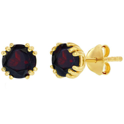 Classic Women's Earrings - Gold Plated January Birthstone Round 6mm Stud | D-8274 ,