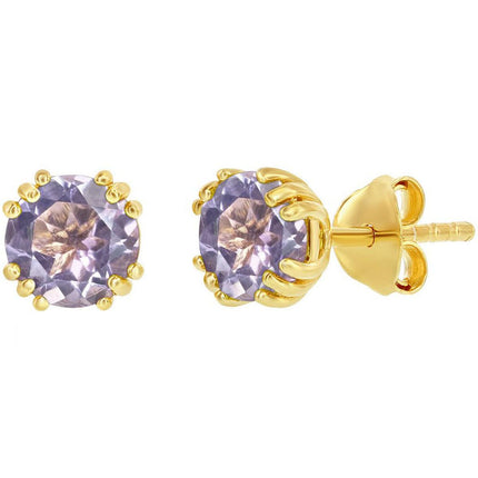 Classic Women's Earrings - Gold Plated June Birthstone Round Shape 6mm Stud | D-8279 ,