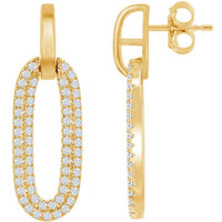 Classic Women's Earrings - Gold Plated Oval Micro Pave CZ Door Knocker | D-7848-GP ,