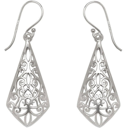 Classic Women's Earrings - Open Cut Out Diamond Shaped French Wire Closure | A-2308 ,