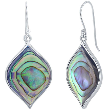 Classic Women's Earrings - Silver Marquise Shape Abalone French Wire Closure | D-7429 ,