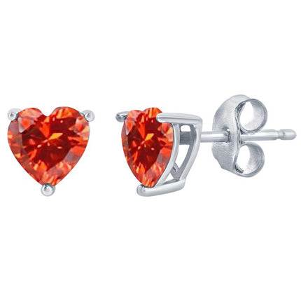 Women's Earrings - SS 6mm Burgundy "January" Heart Preciosa Crystal | D-8417 ,