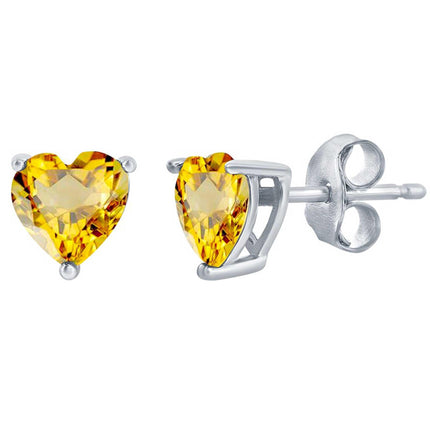 Classic Women's Earrings - SS 6mm Citrine "November" Heart Perciosa Crystal | D-8427 ,