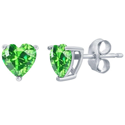Classic Women's Earrings - SS 6mm Peridot "August" Heart Perciosa Crystal | D-8424 ,