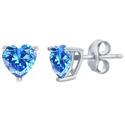 Classic Women's Earrings - SS Blue Topaz "December" Heart Perciosa Crystal | D-8428 ,