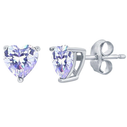 Classic Women's Earrings - SS Light Amethyst "June" Heart Perciosa Crystal | D-8422 ,