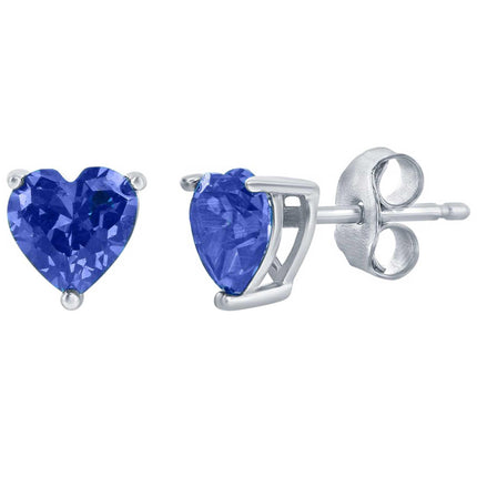 Classic Women's Earrings - SS Sapphire "September" Heart Perciosa Crystal | D-8425 ,