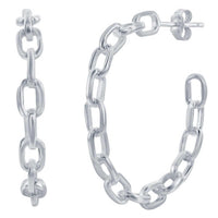 Classic Women's Earrings - Sterling Silver 32mm Paperclip Hoop | A-2673 ,