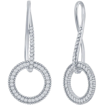 Classic Women's Earrings - Sterling Silver Infinity Design Round White CZ | D-7836 ,