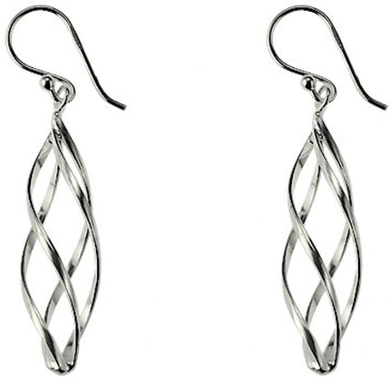 Classic Women's Earrings - Sterling Silver Long Twisted French Wire Closure | A-1914 ,