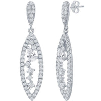 Classic Women's Earrings - Sterling Silver Marquise Multi Shaped White CZ | D-7837 ,