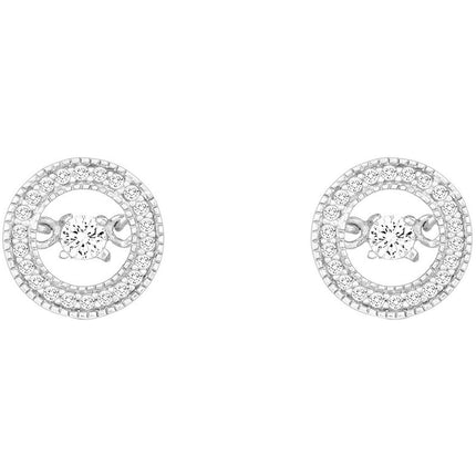 Classic Women's Earrings - Sterling Silver Micro Pave with Center CZ Circle | D-5203 ,