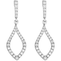 Classic Women's Earrings - Sterling Silver Open Marquise Shape White CZ Stone | D-5435 ,