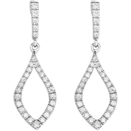 Classic Women's Earrings - Sterling Silver Open Marquise Shape White CZ Stone | D-5435 ,