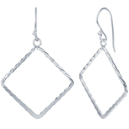 Classic Women's Earrings - Sterling Silver Open Square French Wire Closure | A-2172 ,