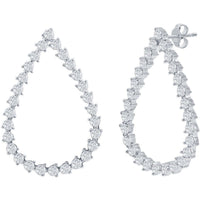 Classic Women's Earrings - Sterling Silver Pear Shaped CZ Post Back Closure | D-7905 ,