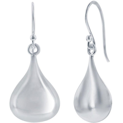 Classic Women's Earrings - Sterling Silver Teardrop Shape French Wire Closure | A-1165 ,