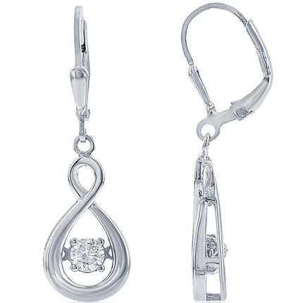 Classic Women's Earrings - Sterling Silver Teardrop with Center Dancing CZ | D-5613 ,
