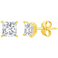 Classic Women's Necklace and Earrings Set - Gold Plated Princess Cut CZ | SET-611 ,
