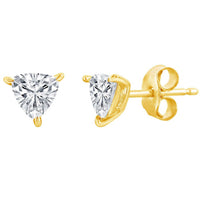 Classic Women's Necklace and Earrings Set - Gold Solitaire Trillion CZ | SET-616 ,