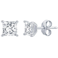 Classic Women's Necklace and Earrings Set - Silver Plated Princess Cut CZ | SET-612 ,