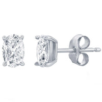 Classic Women's Necklace and Earrings Set - Silver Solitaire Oval White CZ | SET-618 ,