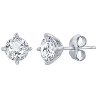 Classic Women's Necklace and Earrings Set - Silver Solitaire Round White CZ | SET-619 ,