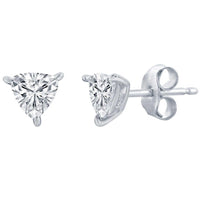 Classic Women's Necklace and Earrings Set - Silver Solitaire Trillion CZ | SET-615 ,