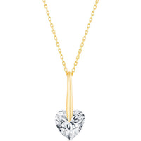 Classic Women's Necklace - Gold Plated Sterling Silver 10mm Heart CZ | M-6779-GP ,