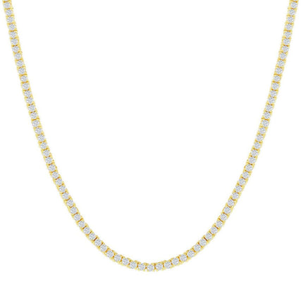 Classic Women's Necklace - Gold Plated Sterling Silver 2mm CZ Tennis | M-6885-16 ,