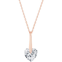 Classic Women's Necklace - Rose Gold Plated Sterling Silver 10mm Heart CZ | M-6779-RG ,