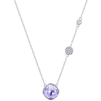 Classic Women's Necklace - Round Shape Lavender and Smaller White CZ Stone | M-7088 ,