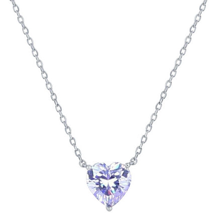 Classic Women's Necklace - Silver Light Amethyst June Heart Perciosa Crystal | M-7127 ,