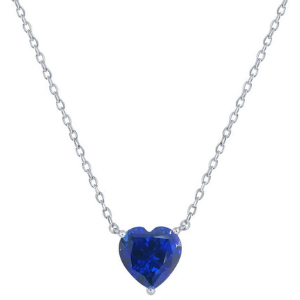 Classic Women's Necklace - Silver Sapphire September Heart Perciosa Crystal | M-7130 ,
